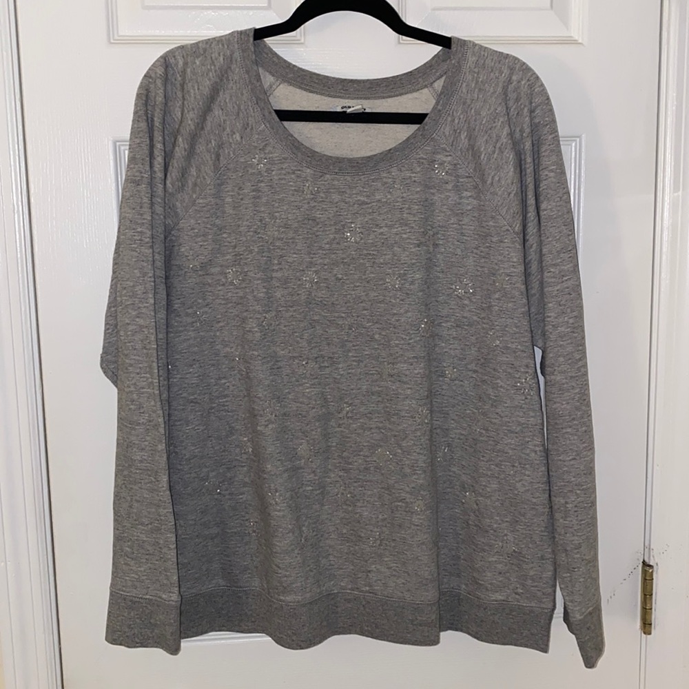 Heather Grey Jeweled Old Navy Scoop Sweater